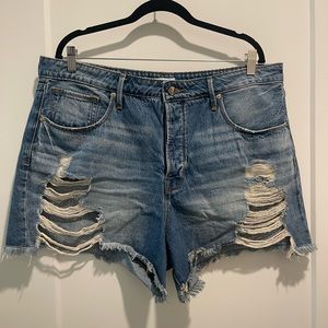 Good American High Rise Distressed Jean Shorts